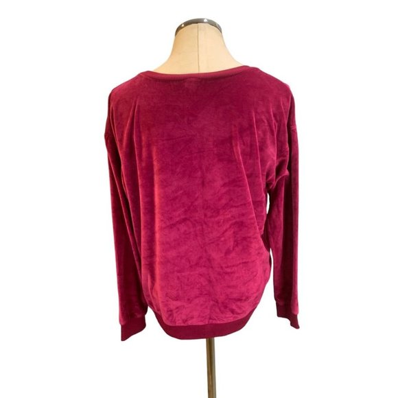 Large Place Women's "Queen" Raspberry Velour Pullover Shirt - Picture 6 of 7